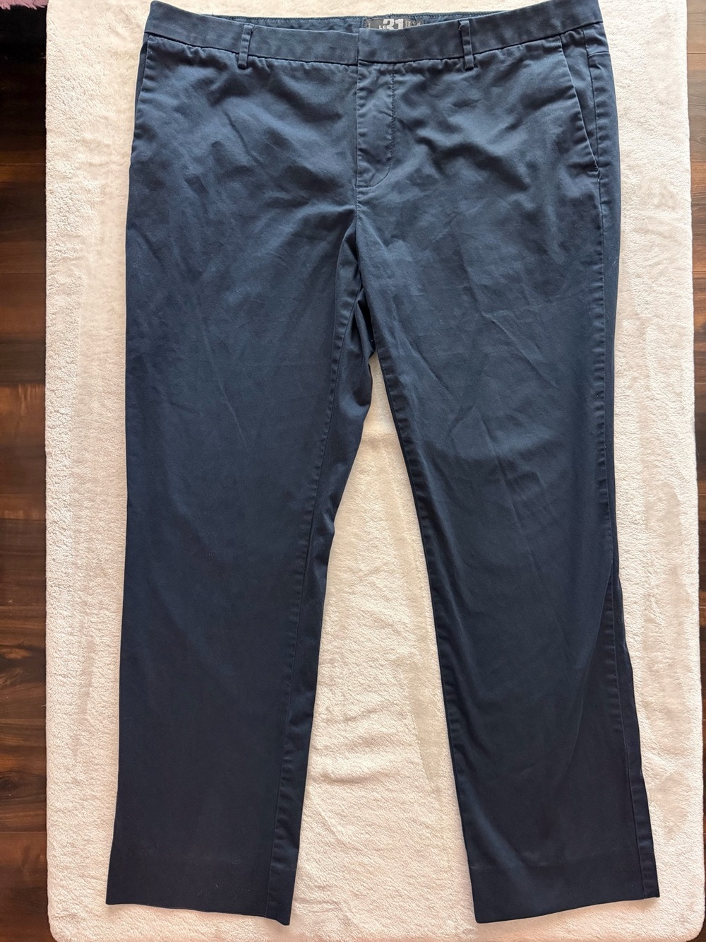 RW&CO LE 31 Mens Navy Chino Pants 38x34 Hemmed to 28 Slim Fit